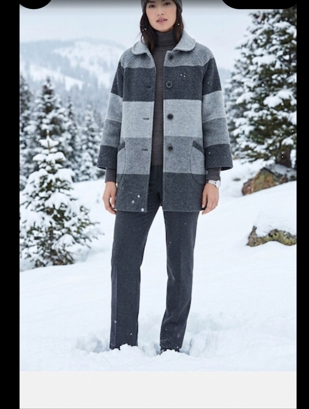Wool Blend Wide Grey Stripe Car Coat Jones NY Sport